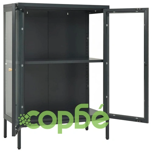Бюфет, антрацит, 75x35x105 см, стомана и стъкло ➤ топ цена ➤ sorbe.bg