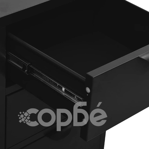 Бюфет, черен, 75x35x70 см, стомана и закалено стъкло ➤ топ цена ➤ sorbe.bg