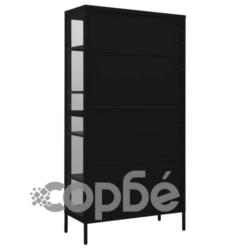 Витрина, черна, 90x40x180 см, стомана и закалено стъкло ➤ топ цена ➤ sorbe.bg