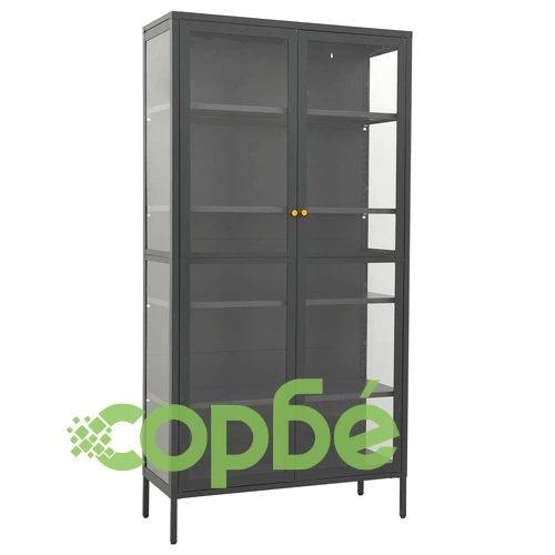 Витрина, антрацит, 90x40x180 см, стомана и закалено стъкло ➤ топ цена ➤ sorbe.bg
