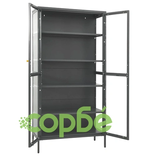 Витрина, антрацит, 90x40x180 см, стомана и закалено стъкло ➤ топ цена ➤ sorbe.bg