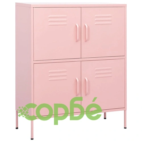 Шкаф за съхранение, розов, 80х35х101,5 см, стомана ➤ топ цена ➤ sorbe.bg