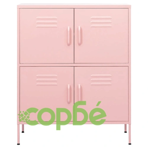 Шкаф за съхранение, розов, 80х35х101,5 см, стомана ➤ топ цена ➤ sorbe.bg