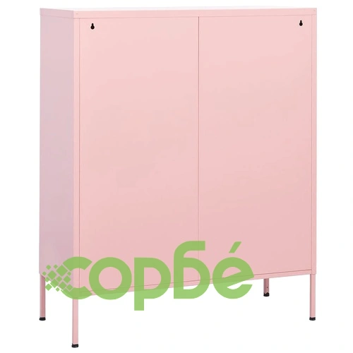 Шкаф за съхранение, розов, 80х35х101,5 см, стомана ➤ топ цена ➤ sorbe.bg