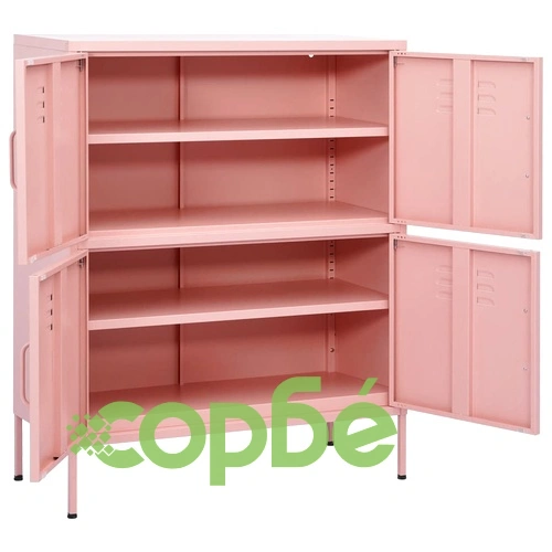 Шкаф за съхранение, розов, 80х35х101,5 см, стомана ➤ топ цена ➤ sorbe.bg