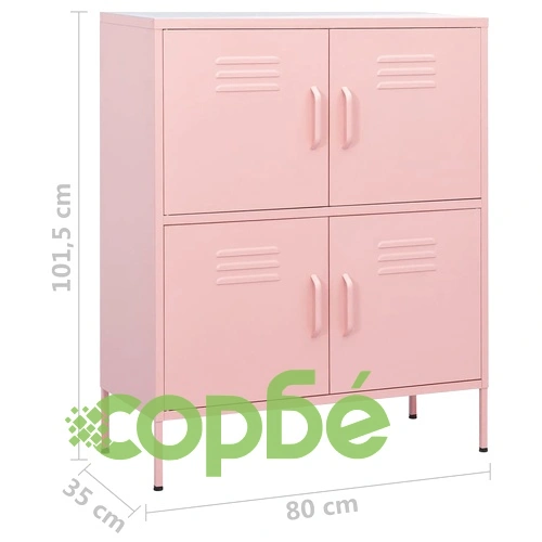 Шкаф за съхранение, розов, 80х35х101,5 см, стомана ➤ топ цена ➤ sorbe.bg