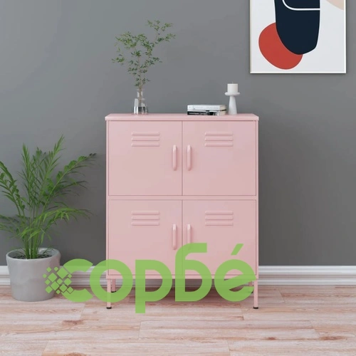 Шкаф за съхранение, розов, 80х35х101,5 см, стомана ➤ топ цена ➤ sorbe.bg