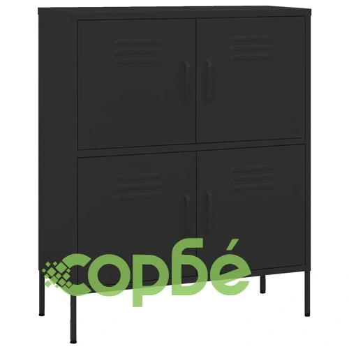 Шкаф за съхранение, черен, 80х35х101,5 см, стомана ➤ топ цена ➤ sorbe.bg