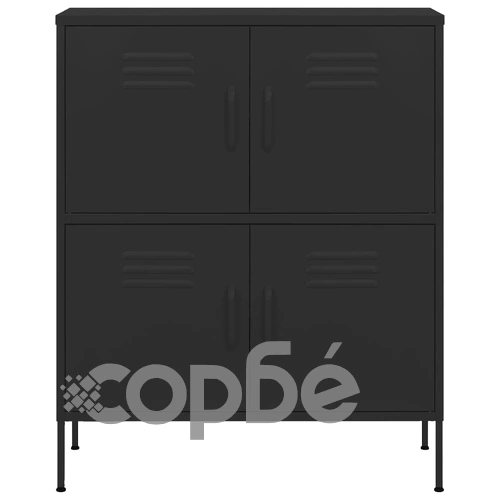 Шкаф за съхранение, черен, 80х35х101,5 см, стомана ➤ топ цена ➤ sorbe.bg