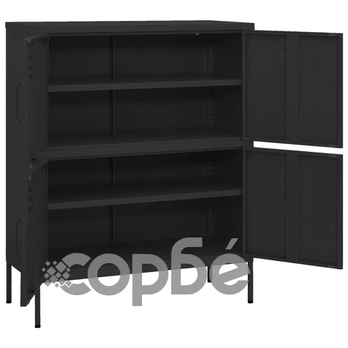 Шкаф за съхранение, черен, 80х35х101,5 см, стомана ➤ топ цена ➤ sorbe.bg