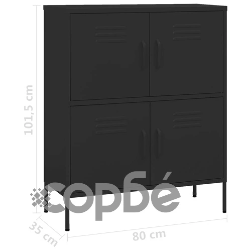 Шкаф за съхранение, черен, 80х35х101,5 см, стомана ➤ топ цена ➤ sorbe.bg