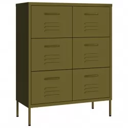 Шкаф с чекмеджета, маслиненозелен, 80х35х101,5 см, стомана