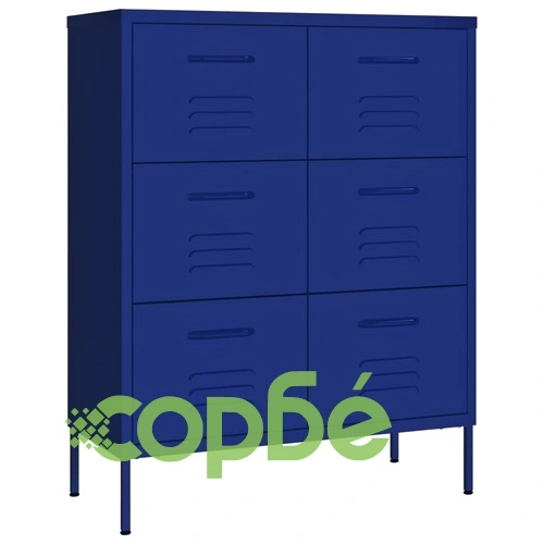 Шкаф с чекмеджета, нейви синьо, 80х35х101,5 см, стомана ➤ топ цена ➤ sorbe.bg