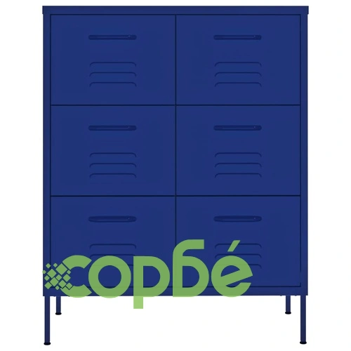 Шкаф с чекмеджета, нейви синьо, 80х35х101,5 см, стомана ➤ топ цена ➤ sorbe.bg