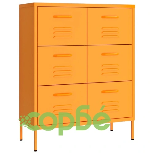 Шкаф с чекмеджета, горчица, 80х35х101,5 см, стомана ➤ топ цена ➤ sorbe.bg