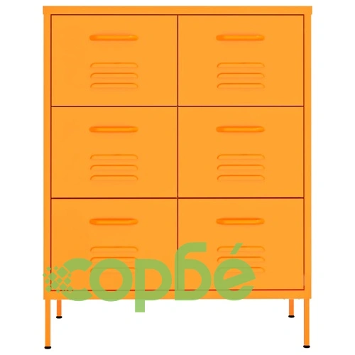 Шкаф с чекмеджета, горчица, 80х35х101,5 см, стомана ➤ топ цена ➤ sorbe.bg