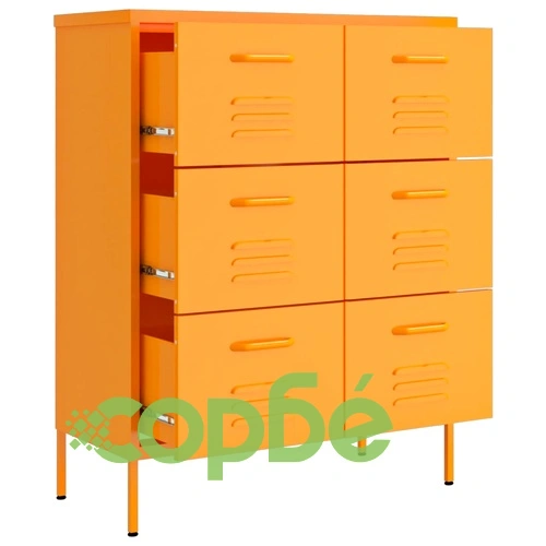 Шкаф с чекмеджета, горчица, 80х35х101,5 см, стомана ➤ топ цена ➤ sorbe.bg