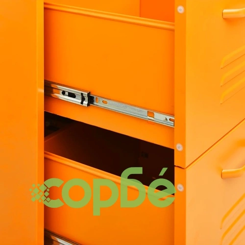 Шкаф с чекмеджета, горчица, 80х35х101,5 см, стомана ➤ топ цена ➤ sorbe.bg