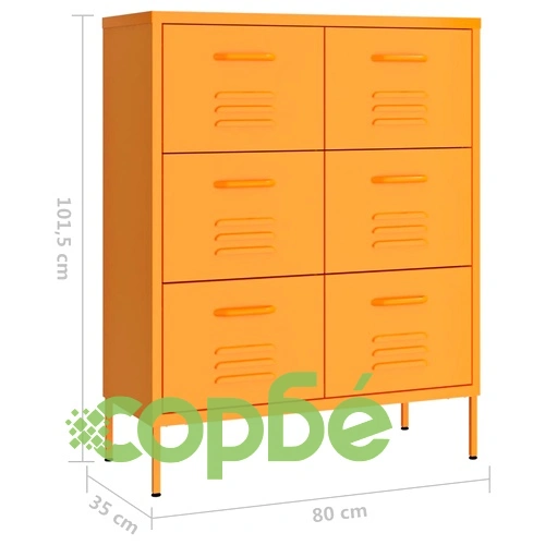 Шкаф с чекмеджета, горчица, 80х35х101,5 см, стомана ➤ топ цена ➤ sorbe.bg