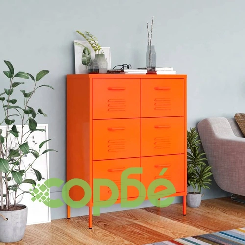 Шкаф с чекмеджета, оранжев, 80х35х101,5 см, стомана ➤ топ цена ➤ sorbe.bg