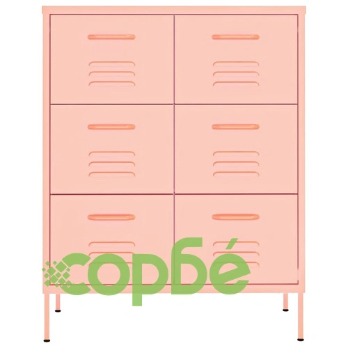 Шкаф с чекмеджета, розов, 80х35х101,5 см, стомана ➤ топ цена ➤ sorbe.bg