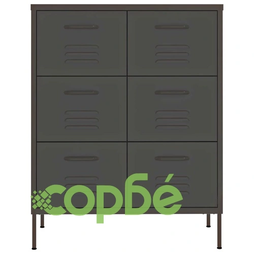 Шкаф с чекмеджета, антрацит, 80х35х101,5 см, стомана ➤ топ цена ➤ sorbe.bg