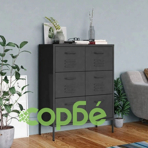 Шкаф с чекмеджета, антрацит, 80х35х101,5 см, стомана ➤ топ цена ➤ sorbe.bg