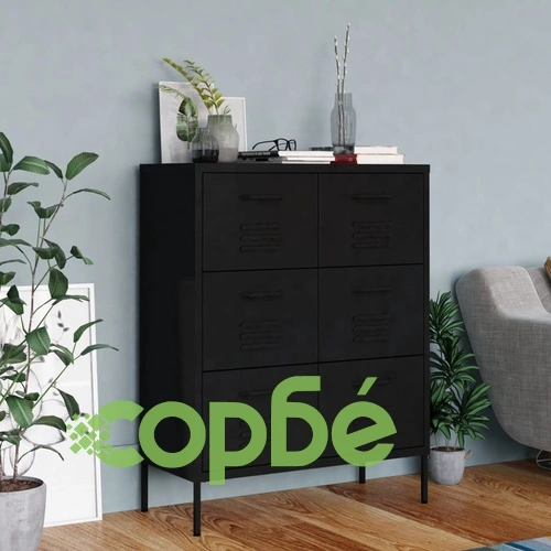 Шкаф с чекмеджета, черен, 80х35х101,5 см, стомана на топ цена от sorbe.bg Шкаф с чекмеджета, черен, 80х35х101,5 см, стомана ➤ топ цена ➤ sorbe.bg