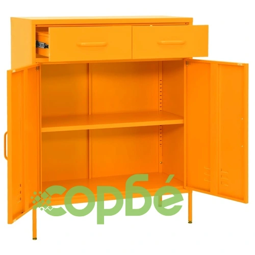 Шкаф за съхранение, горчица, 80х35х101,5 см, стомана ➤ топ цена ➤ sorbe.bg