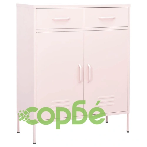 Шкаф за съхранение, розов, 80х35х101,5 см, стомана ➤ топ цена ➤ sorbe.bg