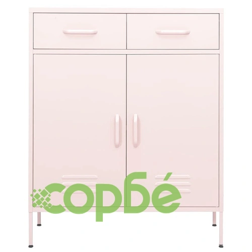 Шкаф за съхранение, розов, 80х35х101,5 см, стомана ➤ топ цена ➤ sorbe.bg