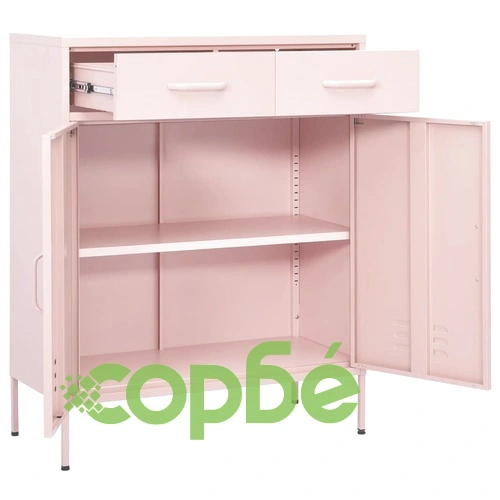 Шкаф за съхранение, розов, 80х35х101,5 см, стомана ➤ топ цена ➤ sorbe.bg