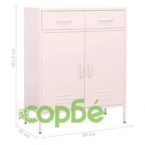 Шкаф за съхранение, розов, 80х35х101,5 см, стомана ➤ топ цена ➤ sorbe.bg