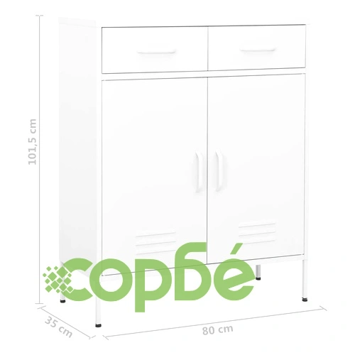 Шкаф за съхранение, бял, 80х35х101,5 см, стомана ➤ топ цена ➤ sorbe.bg