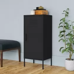 Шкаф за съхранение, черен, 42,5x35x101,5 см, стомана