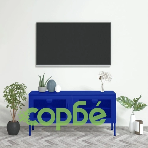 ТВ шкаф, нейви синьо, 105x35x50 см, стомана ➤ топ цена ➤ sorbe.bg