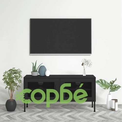 ТВ шкаф, черен, 105x35x50 см, стомана ➤ топ цена ➤ sorbe.bg