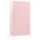 Гардероб, розов, 90x50x180 см, стомана