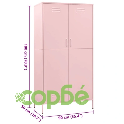 Гардероб, розов, 90x50x180 см, стомана ➤ топ цена ➤ sorbe.bg