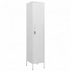 Шкаф със заключване, бял, 35x46x180 см, стомана