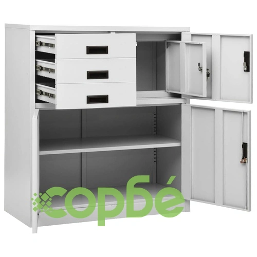 Офис шкаф, светлосив, 90x40x102 см, стомана на топ цена от sorbe.bg Офис шкаф, светлосив, 90x40x102 см, стомана ➤ топ цена ➤ sorbe.bg