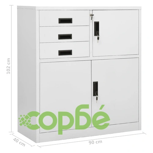 Офис шкаф, светлосив, 90x40x102 см, стомана на топ цена от sorbe.bg Офис шкаф, светлосив, 90x40x102 см, стомана ➤ топ цена ➤ sorbe.bg