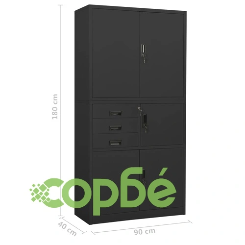 Офис шкаф, антрацит, 90x40x180 см, стомана на топ цена от sorbe.bg Офис шкаф, антрацит, 90x40x180 см, стомана ➤ топ цена ➤ sorbe.bg