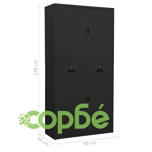 Офис шкаф, антрацит, 90x40x180 см, стомана на топ цена от sorbe.bg Офис шкаф, антрацит, 90x40x180 см, стомана ➤ топ цена ➤ sorbe.bg