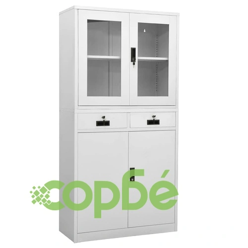 Офис шкаф, светлосив, 90x40x180 см, стомана и закалено стъкло на топ цена от sorbe.bg Офис шкаф, светлосив, 90x40x180 см, стомана и закалено стъкло ➤ топ цена ➤ sorbe.bg