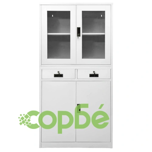 Офис шкаф, светлосив, 90x40x180 см, стомана и закалено стъкло на топ цена от sorbe.bg Офис шкаф, светлосив, 90x40x180 см, стомана и закалено стъкло ➤ топ цена ➤ sorbe.bg