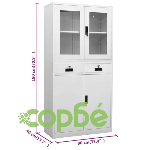 Офис шкаф, светлосив, 90x40x180 см, стомана и закалено стъкло на топ цена от sorbe.bg Офис шкаф, светлосив, 90x40x180 см, стомана и закалено стъкло ➤ топ цена ➤ sorbe.bg
