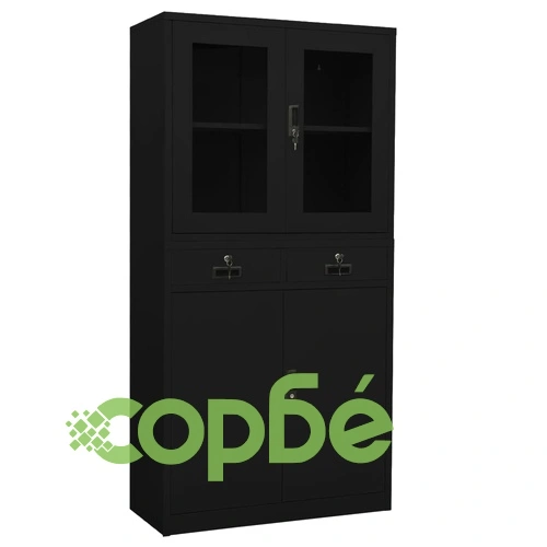 Офис шкаф, черен, 90x40x180 см, стомана и закалено стъкло на топ цена от sorbe.bg Офис шкаф, черен, 90x40x180 см, стомана и закалено стъкло ➤ топ цена ➤ sorbe.bg
