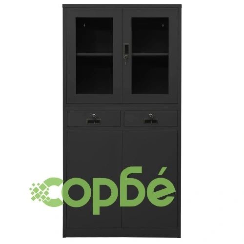Офис шкаф, антрацит, 90x40x180 см, стомана и закалено стъкло на топ цена от sorbe.bg Офис шкаф, антрацит, 90x40x180 см, стомана и закалено стъкло ➤ топ цена ➤ sorbe.bg