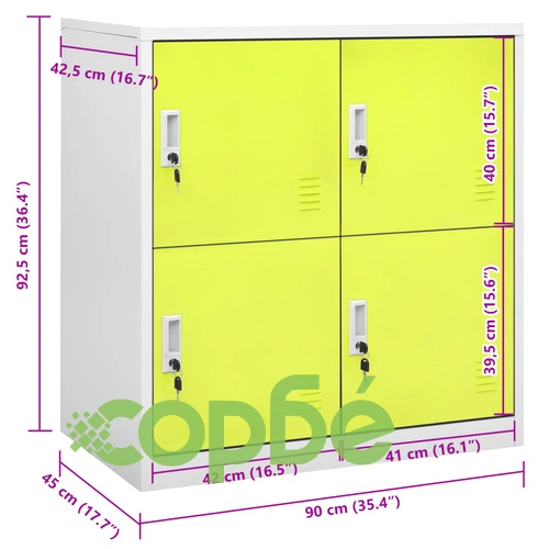 Заключващ се шкаф, светлосиво и зелено, 90x45x92,5 см, стомана на топ цена от sorbe.bg Заключващ се шкаф, светлосиво и зелено, 90x45x92,5 см, стомана ➤ топ цена ➤ sorbe.bg